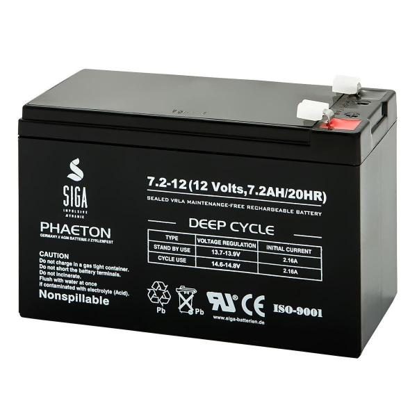 SIGA Phaeton AGM Deep Cycle Battery 7.2Ah 12V